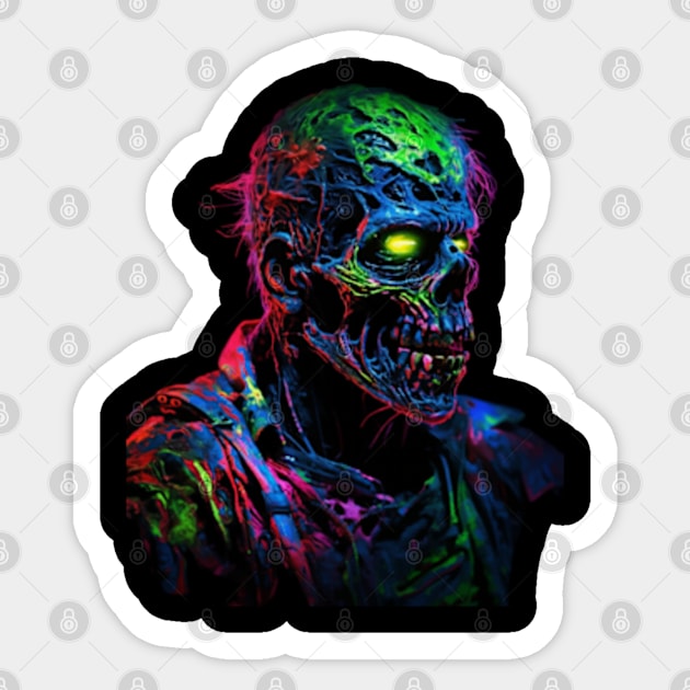 Zombie | Nerdy | Graphic Art | Sci Fi | Comic | Geek | Neon Sticker by WyldbyDesign